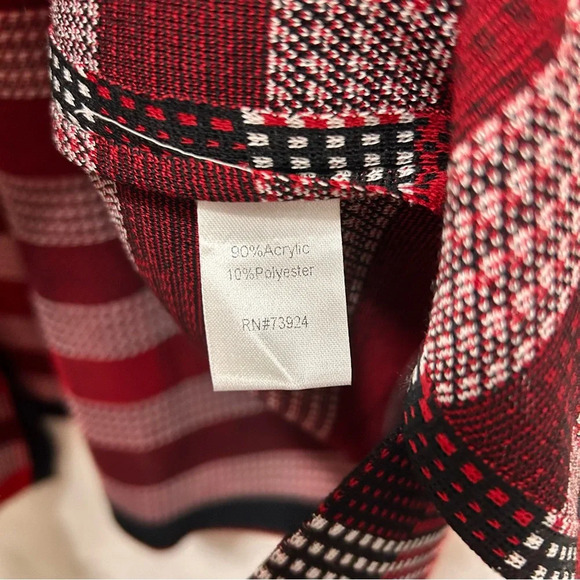 Ming Wang Long Plaid Knit Jacket Bonfire/Black/Ivory 2X - Picture 10 of 10